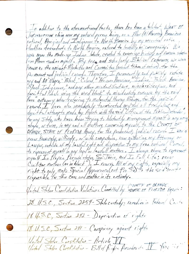 Orange County Sheriff's Office Agents Stage Jaywalking Fraud evidence - Bey vs STATE OF FLORIDA Administration - Writ of Habeas Corpus Suit action - part 3