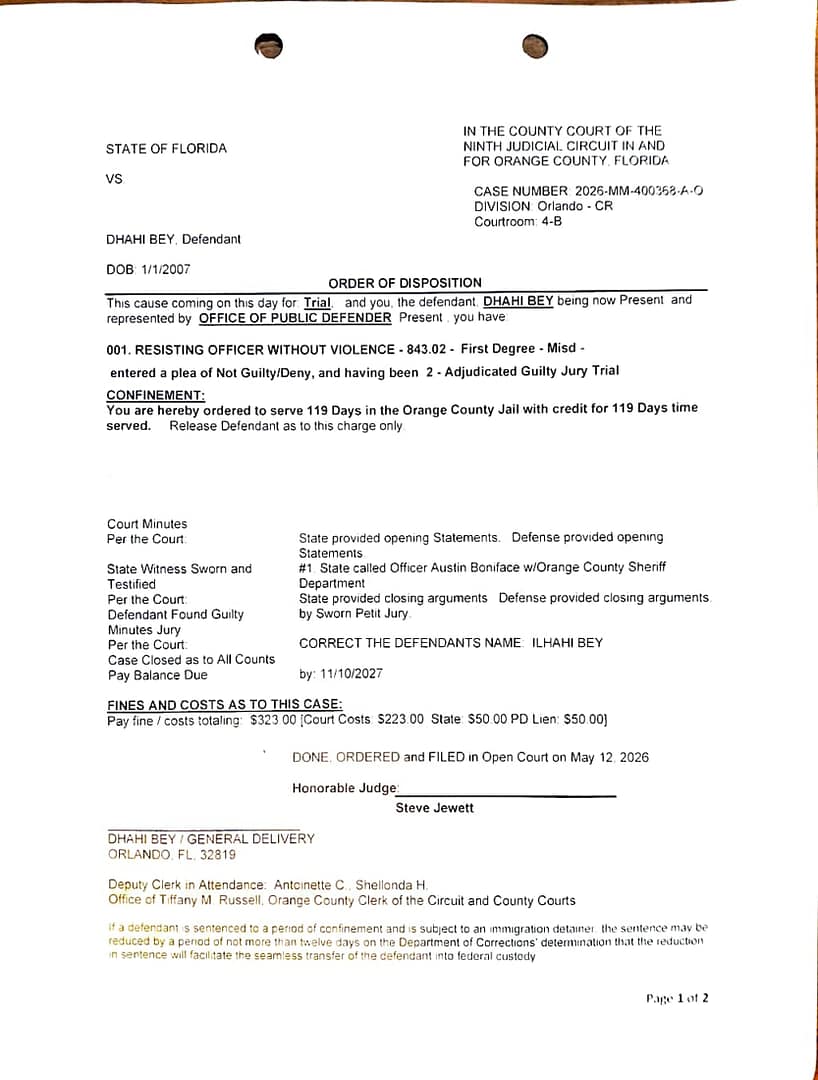 Orange County Sheriff's Office Agents Stage Jaywalking Fraud evidence - Bey vs STATE OF FLORIDA Administration