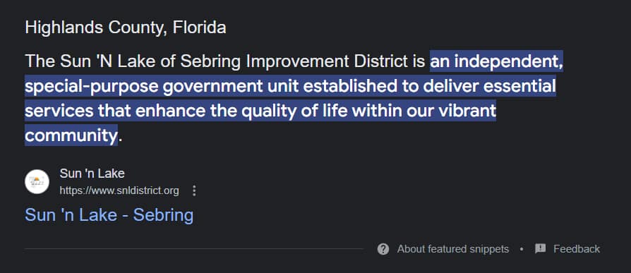 Sun N Lake of Sebring Improvement District