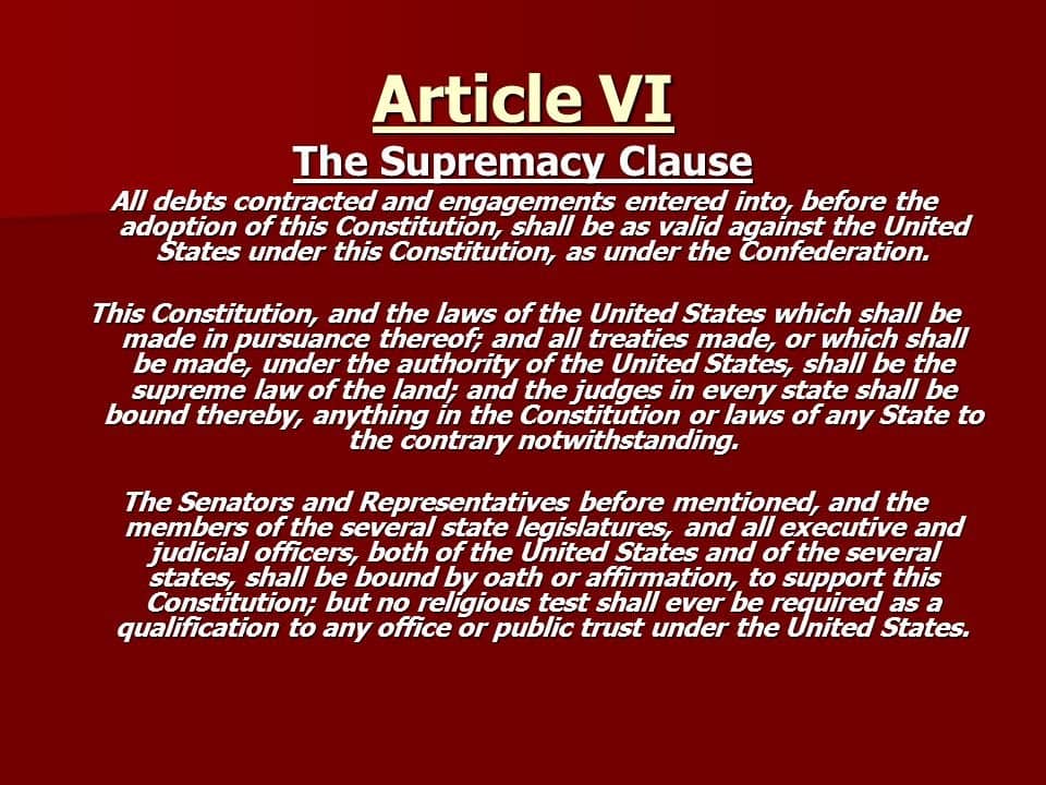 Supreme Law Of The Land - North America Constitution Supremacy Clause